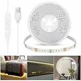 LED Streifen 5M Dimmbar 2800K-6500K Warmweiß Neutralweiß Kaltweiß, 3 Farbtemperaturen Selbstklebend LED Lichtband, Flexibel Zuschneidbare DIY Streifen für Decken,Schränke,Kleiderschränke,Treppen