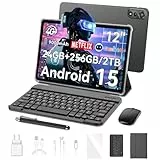 Blackview Mega2 Android 15 Tablet 12 Zoll mit Tastatur, 24GB RAM+256GB ROM, 2K FHD Großes Display Gaming Tablet, Dual 4G LTE+5G WiFi,Octa Core T615, 9000 mAh Akuu, WideVine L1,Dual Kamera,Face ID,GPS