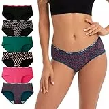 INNERSY Damen Slips Mehrpack Baumwolle Hipster Unterwäsche Frauen Unterhosen Panty Sport 6 Pack (M, Retro Mehrfarbig)