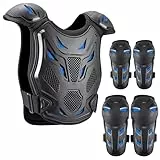PELLOR Brustpanzer Kinder Motorradjacke Schutzweste mit Knieschoner Ellenbogenschoner, mtb Protektoren für 5-10 Jahre alt Kinder Protektorenjacke für Reiten Ski Snowboard Motocross Sport