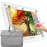 TOHETO A4 Leuchttisch mit Tasche für Diamantmalerei, Ultraheller Leuchtkasten mit Seitliche Tasten, LED Licht Pad zum Nachzeichnen, Lichtplatte Lichttafel zum Skizzieren, Zeichnen, Designen (Weiß)