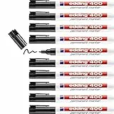 edding 400 Permanentmarker - schwarz - 10 Stifte - feine Rundspitze 1 mm - wasserfest, schnell-trocknend - wischfest - für Karton, Kunststoff, Holz, Metall, Glas