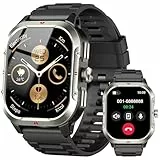 Smartwatch Herren GPS, 2.06' HD Militär Smart Watch mit Telefonfunktion, IP68 Wasserdicht Sportuhr, 110+ Sportmodi, Fitnessuhr mit Herzfrequenz Schlafmonitor Schrittzähler, Uhr für Android/iOS