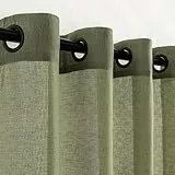 VOILYBIRD Leinen-Vorhänge, 244 cm lang, 2 Paneele für Wohnzimmer, halbtransparente Leinen-Vorhänge, schwarze Ösen, Korbgeflecht-Textur, 132 cm B x 244 cm L