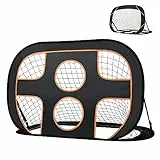 TRMLBE Fussballtor Klappbare 2-in-1 Fußballtor für Garten Kinder Torwand Fussball Tor für Fußballtraining mit Tragetasche 121x80x80cm, Schwarz+Orange