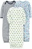 Simple Joys by Carter's Baby Jungen 3-Pack Cotton Sleeper Gown Nachthemden, Blau/Weiß, 0 Monate (3er Pack)
