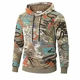 YINGDA Langärmel Herren Mode Sweater versteckte Tasche gedruckt Hoodie（WY HDJ Armee Grün XXXL
