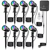 MEIKEE Gartenbeleuchtung RGB Mit Fernbedienung 10 Farben 30 Dynamische Modi IP66 Wasserdicht Timing-Funktion Gartenleuchte RGB Ideal für Außen, Garten, Terrasse, Baum, Wegen 8 Stück mit EU Stecker