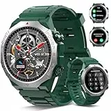 Qecnato Smartwatch Herren Damen, Militär Smart Watch mit Telefonfunktion, 1,39' HD Touchscreen, IP68 Wasserdicht Sportuhr, 110+Sportmodi Fitness Tracker, Herzfrequenz, Schlafmonitor, Fitnessuhr, Grün