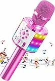 MicQutr Kinder Karaoke Mikrofon | Bluetooth & Kabellos | Autotune & Stimmenverzerrer & Lichter | Spielzeug Für Mädchen ab 3 Jahren