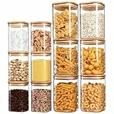 Vtopmart 12er Set Vorratsgläser Mit Deckel, 2 Größen : 1200ml x 6, 600ml x 6, Vorratsdosen Glas Mit Deckel, Vorratsgläser Mit Holzdeckel zur Spaghetti Aufbewahrung