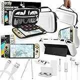 Orzly Zubehör-Bundle-Set für Nintendo Switch Oled Zubehör Essentials Pack Hülle und Displayschutz Komfortgriffabdeckung Kopfhörer-Ladekabel Spielehalter und mehr – OLED-Edition in Geschenkbox