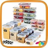 Hibisaws 31 Frischhaltedosen & Vorratsdosen mit Deckel Set, BPA-frei Und 100% Luftdicht, Transparent,Stapelbar Aufbewahrungsbox Küche Perfekte Kombination für trockene & feuchte Lebensmittel