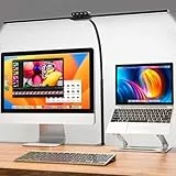 EppieBasic 24W Doppelkopf Schreibtischlampe LED Dimmbar, 80cm Groß Schreibtischlampe Klemmbar mit Touch, Augenschutz Schwanenhals Büro Tischlampe, Monitor Lampe, Arbeitsplatzleuchte, Timer - Schwarz