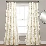 Lush Decor Kemmy Vorhang | Gerüschter strukturierter Fenstervorhang im Shabby-Chic-Stil für Wohnzimmer, Esszimmer, Schlafzimmer (Einzelbett), 213,4 x 132,1 cm, Blush