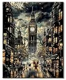77iiAii Malen Nach Zahlen Erwachsene, Malen nach Zahlen Stadtlandschaft, Paint by Numbers, DIY Handgemalt Ölgemälde Mit 3 - Pinseln und Acrylfarbe Knitterfreie leinwand Kit - 40 X 50 CM