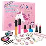 MJARTORIA Kinder Adventskalender Mädchen 2025 Beauty Make up Weihnachtskalender Teenager 24 Überraschungen Überraschungspaket mit Kosmetisch Einhorn Charms Kette Armband