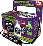 Kleiner Feigling Feier-Shot to go – 20x 0,02L PET-Flaschen inkl. 140 cm Umhängekordel – 4 Sorten: Das Original, Coco Biscuit, Green Lemon, Red Berry Sour – Bruchsicher & Ideal für unterwegs