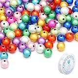 UOCAI 200 Stück Magic Pearls Armband 8mm mit 1m Perlenschnur, Magic Pearls Reflektierende Perlen Acryl Reflektierende, für Armbänder, Halsketten und Schmuckherstellung