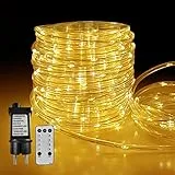 FANSIR 20M 200 LED Lichterschlauch mit Fernbedienung Lichterkette, 8 Modi Dimmbar IP44 Wasserdicht Lichtschlauch, Led Schlauch für Innen Außen Deko Weihnachten Party Hochzeit (Warmweiß)