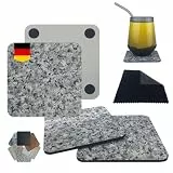 AlemsDesign Untersetzer Gläser Marmoroptik aus Holzfaserplatte, Glasuntersetzer graublau 3er Set mit Mikrofasertuch, Design Glas Untersetzer-Set für Getränke, rutschfest hitzebeständig Kratzfest