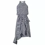 TSWRK Damen Sommerkleid Punktes Kleid Ärmellos Partykleid Wickelkleider mit Gürtel