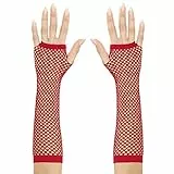 W WIDMANN MILANO Party Fashion - Netzhandschuhe Damen, fingerlos, 33 cm, 80er Jahre Kostüm Accessoire für Karneval
