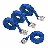 Amazon Basics Spanngurt, 2.5 m lang, 25 mm breit, Belastbarkeit 150 kg, entspricht DIN, 4 stück, 1er-Pack, Blau