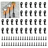 NAROSEBE 40 Stück Mini Wandhaken Kleiderhaken Garderobenhaken Einzeln Metall Mantelhaken Klein Einzelhaken Schwarz Klein Schlüsselhaken mit Schrauben für Schlafzimmer Wohnzimmer Küche