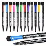 Vicloon 12 Farbe Whiteboard Stifte-Whiteboard Marker, Abwischbare Stifte, Dry Erase Marker mit Schwamm Magnete, Schwamm Whiteboard Stifte, Trocken Abwischbar Stifte mit Radierer für Fenster/Glas/Tafel