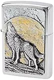 Zippo 2.003.038 Feuerzeuge Wolf at Moonlight Emblem - Collection 2013 - Chrom gebürstet