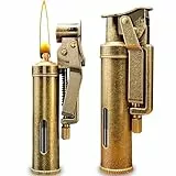 Nizirioo Vintage Messing Feuerzeug - Zinklegierung Kerosin Nachfüllbar Mechanisches Feuerzeug für Männer Geschenk