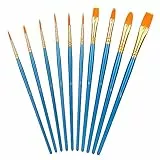 Amazon Basics Künstlerpinsel im Set, 10Stück verschiedene Größen für Künstler, Erwachsene und Kinder, Blau, 1 Packung