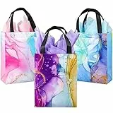18 Stück Wiederverwendbare Geschenktüten mit Griffen, 26x20x10cm bunte Marmor Geschenktüte mit Seidenpapier für Geburtstagsfeiern, Jubiläen, Einkaufen