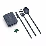 Reisebesteck von Outlery | Camping Besteckset für 1 Person mit Etui in Hosentaschenformat | Spülmaschinengeeignetes Edelstahl für eine Mühelose Reinigung | Für Büro, Picknick und Unterwegs | Walblau