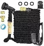 LINGKY Flexibler Gartenschlauch 7,5m mit 8-Funktionen Schlauchdüse, Wasserschlauch flexibel mit 3-Fach Latexkern inkl. Vollmessing Adapter für 1/2' 3/4' Zoll, dehnbarer flexiSchlauch