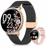 NAIXUES Smartwatch Damen mit Telefonfunktion, 1,27' HD Fitnessuhr mit 24/7 Pulsuhr, SpO2, Menstruationszyklus, Schlafmonitor, 70+ Sportmodi IP68 Wasserdicht Armbanduhr für Android iOS Roségold Schwarz