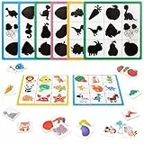 Jeesblsy Schatten Passendes Lernspielzeug Matching Spiele, Montessori Puzzle mit Obst Tierkarten und Schattenkarten für Jungen Mädchen Kinder ab 3 Jahren