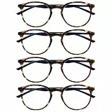 OPULIZE Met lesebrille 4er Pack Schlank Runder Rahmen Federscharniere Kratzfest Braun Schildpatt Blau Bügel Herren Damen RRRR60-2 +2.00