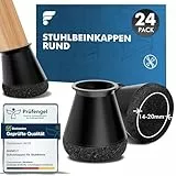 shinfly Stuhlbeinkappen Rund 24 Stück, Schutzkappen für Stuhlbeine, Silikon Stuhlbeinschoner für Stühle & Bodenschutz, Filzgleiter für Schräge Stuhlbeine, Geräuscharm【Schwarz Fit:14-20mm】