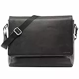 LEABAGS Leder Umhängetasche Herren I Arbeitstasche Herren I Laptoptasche Leder Herren bis 15 Zoll I Aktentasche Herren I Ledertasche Herren I Nappa Schwarz