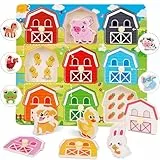 Holzpuzzle Spielzeug ab 1 Jahr | Montessori Holzspielzeug Tiere für 12-36 Monate Mädchen und Jungen | Kinder Greifpuzzle Motorikspielzeug Sortierspiel Geburztag Weihnacht Ostern Geschenk