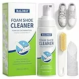 BALORIZ schuhputzsets, Schuhreiniger Weiße Schuhe Professional Sneaker Cleaner Premium Sneaker Reinigungsset mit Bürste, Handtuch & Schwamm für Sneaker und Schuhe（200ml, 6.7floz） (GREEN CLEANER)