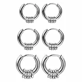 Aroncent Unisex Creolen Ohrringe Set - 3 Paar Edelstahl Silber kleine Ringe Kreise Huggie Hoop Kreolen Ohrringe Geschenk 13mm/15mm/17mm