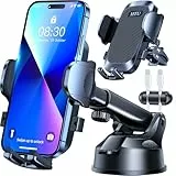【Militär-Klasse】4 in 1 Handyhalterung Auto【Tärkst Saugnapf & Clip】Federungskapazität 36KG 360° Drehbar Universale KFZ Autohalterung für iPhone 16 Pro Max 15 14 13 Samsung Galaxy S24 Usw, Blass Schwarz