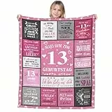 FestiKiva Geschenk zum 13. Geburtstag für Mädchen, Decke 150 x 130 cm Süße Wolldecke als Geburtstagsgeschenk für 13-Jährige, Dekoration für den 13. Geburtstag (13. Geburtstag-Rosa)