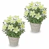Arborus Blumen Deko 2 Stück Kunstblumen wie Echt Künstliche Blumen im Topf 25 cm Künstliche Sauerklee Gelb Kunstpflanzen Klein Kunstblumen Frühling Tisch Balkon Wohnzimmer Bad Deko