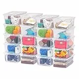 Iris Ohyama Vielseitige Aufbewahrungsboxen, 5L, 20er-Set, Transparent, Deckel leicht schließbar, Stapelbar, Für Schrank, Regale, Klassenzimmer, Organisation, Spielzeug, Kunstbedarf, Schuhe, CNL-5