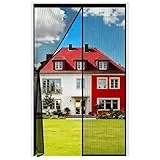 Auxmir Fliegengitter Balkontür Magnet 110x220cm, Insektenschutz Fliegenvorhang, Extra Starke Magnete, Verdickt Magnetvorhang ohne Bohren für Balkontür Wohnzimmer Terrassentür, Schwarz