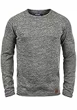Blend BHDan Herren Strickpullover Feinstrick Pullover mit Rundhalsausschnitt Baumwollmischung Label-Patch Regular fit, Größe:L, Farbe:Pewter Mix (70817)